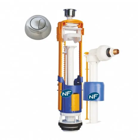 Ensemble NF Mécanisme Universel Double Débit Et Robinet Flotteur Hydraulique - Regiplast 1 Ensemble NF Mécanisme Universel Double Débit Et Robinet Flotteur Hydraulique - Regiplast