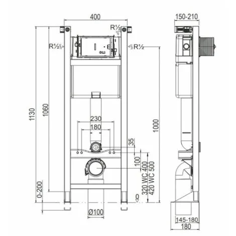 REGIPLAST Pack WC Bâti-support Evo + Cuvette Sans Bride KELOS Noir Mat + Plaque Blanche 4 REGIPLAST Pack WC Bâti-support Evo + Cuvette Sans Bride KELOS Noir Mat + Plaque Blanche – Image 4