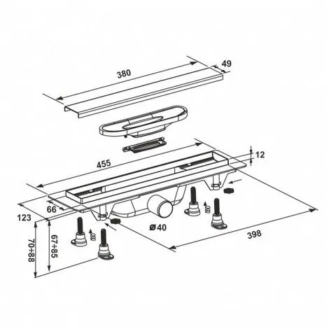 REGIPLAST Caniveau De Douche Avec Grille En Inox 2 REGIPLAST Caniveau De Douche Avec Grille En Inox – Image 2