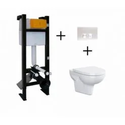 REGIPLAST Pack Bâti-support Evo + Cuvette Sans Bride Velvet+ Plaque Blanche