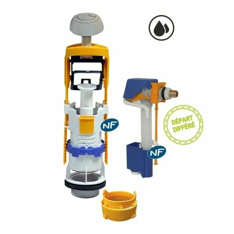 REGIPLAST Ensemble Mécanisme Universel MECAD'OR Double Débit Et Robinet Hydraulique à Remplissage Différé 1 REGIPLAST Ensemble Mécanisme Universel MECAD'OR Double Débit Et Robinet Hydraulique à Remplissage Différé