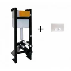 REGIPLAST Pack WC Bâti-support Evo + Cuvette Sans Bride Rimless + Plaque Blanche